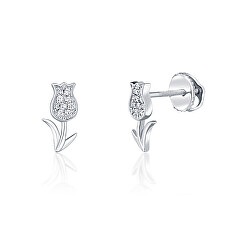 Gyönyörű ezüst fülbevaló cirkónium kövekkel Tulipán SVLE1087XF6BI00