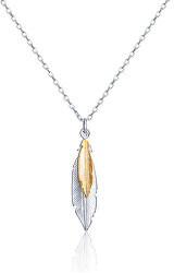 Moderní stříbrný náhrdelník s bicolor přívěskem SVLN0149XH2BK00
