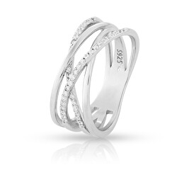 Moderní stříbrný prsten se zirkony SVLR0376XH2BI