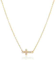 Vergoldete Halskette Kreuz mit Zirkonen SVLN0442XH2GO45