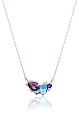 Půvabný stříbrný náhrdelník s barevnými zirkony SVLN0521SH2FM45