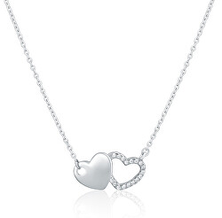 Romantický náhrdelník zo striebra Spojené srdcia SVLN0438XH20045