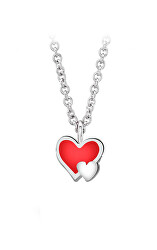 Romantický stříbrný náhrdelník Dvě srdce SVLN0430SH2SM38 (řetízek, přívěsek)