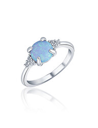 Romantický strieborný prsteň so syntetickým opálom SVLR0407XH2O2