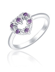 Romantický strieborný prsteň so zirkónmi SVLR0434SH2BF