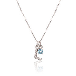 Collana elegante in argento "L" con zircone blu SVLN0324XH2BI0L