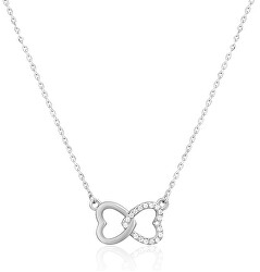 Trblietavý strieborný náhrdelník Prepojené srdcia SVLN0422XH2BI45