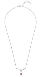 Slušivý stříbrný náhrdelník s rubínem a zirkony SVLN0660SH8R100