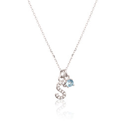 Collana elegante in argento "S" con zircone blu SVLN0324XH2BI0S