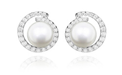 Orecchini in argento con vere perle e zirconi SVLE0328SH8P100