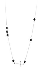 Stříbrný náhrdelník s křížkem a onyxy SVLN0186XH2ON45