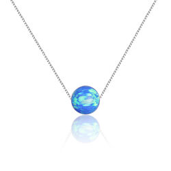 Stříbrný náhrdelník s modrým opálem SVLN0166XF6O300