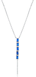 Strieborný náhrdelník s modrými zirkónmi SVLN0710S75M145