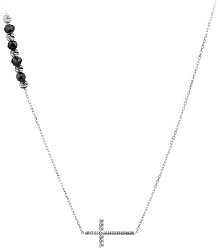 Stříbrný náhrdelník s onyxy SVLN0177XH2ON00
