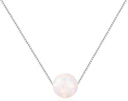 Strieborný náhrdelník s ružovým syntetickým opál SVLN0166XF6O100