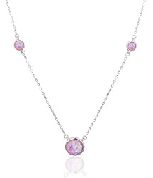 Collana in argento con opale sintetico rosa SVLN0309XH2O442