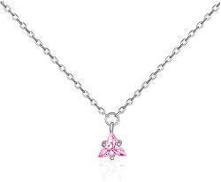 Stříbrný náhrdelník s růžovým zirkonem SVLN0362SH2R242