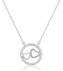 Zamilovaný náhrdelník ze stříbra se zirkony SVLN0435XH2RO45