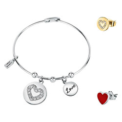 Tenera parure di gioielli in acciaio Love LPS20ASD06 (bracciale, 2x orecchini singoli)