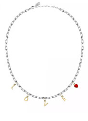 Pôvabný oceľový náhrdelník s príveskami Love LPS10ASD11