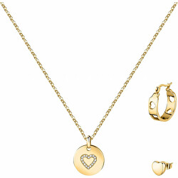 Romantický pozlacený set šperků Love LPS20ASD02 (náhrdelník, 2x single náušnice)