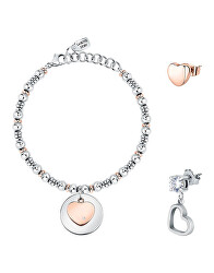 Set di gioielli romantici Love LPS20ASD04 (bracciale, 2x orecchini singoli)