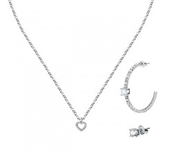 Set di gioielli in acciaio con zirconi Love LPS20ASD05 (collana, 2x orecchini singoli)