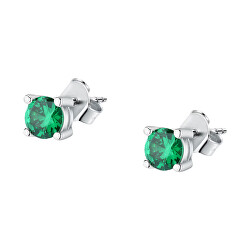 Silberne Ohrringe mit grünen Zirkonen Silver LPS01AWV17
