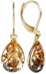 Elegantní pozlacené náušnice s krystaly Pear Golden Shadow