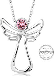 Pandantiv colier de cristal roz Angel