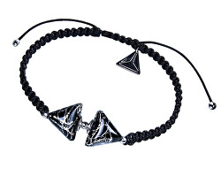 Elegantný náramok Double Black Marble Triangle s rýdzim striebrom v perlách Lampglas BTA-D-2