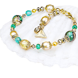 Brățară elegantă Green Sea World cu perle Lampglas cu aur de 24 de carate BP26