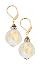Elegantní náušnice Gold Elegance s 24karátovým zlatem v perlách Lampglas ECQ11