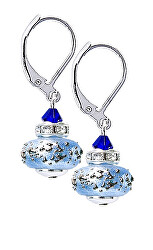 Krásné náušnice Triple Blue 2 z perel Lampglas ECU34