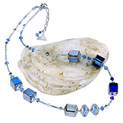 Krásný náhrdelník Triple Blue 2 z perel Lampglas NCU34