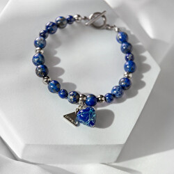 Minerální náramek Sapphire Diva s ryzím stříbrem v perle Lampglas a lapis lazuli BTB6