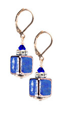 Nebesky modré dámské náušnice Triple Blue z perel Lampglas ECU28