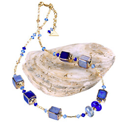 Nebesky modrý náhrdelník Triple Blue z perel Lampglas NCU28