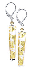 Něžné náušnice Golden Swan s 24karátovým zlatem v perlách Lampglas EKR10