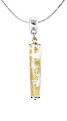 Nežný náhrdelník Golden Swan s 24-karátovým zlatom v perle Lampglas