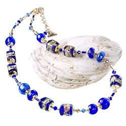 Prekrásny náhrdelník Blue Passion s 24-karátovým zlatom v perlách Lampglas NCU38