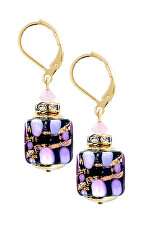 Romantické náušnice Sakura Cubes s 24karátovým zlatem v perlách Lampglas ECU46