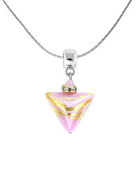Colier romantic Sweet Rose Triangle cu aur de 24 de carate în perla Lampglas NTA9