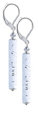 Snehobiele náušnice Ice Peak s rýdzim striebrom v perlách Lampglas EPR23