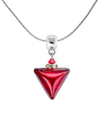 Colier seducător Red Triangle cu aur de 24 de carate în perla Lampglas NTA4