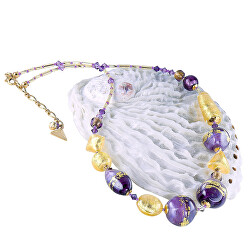 Unikátní náhrdelník Violet Shine s 24karátovým zlatem v perlách Lampglas NRO11