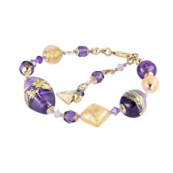 Unikátní náramek Violet Shine s 24karátovým zlatem v perlách Lampglas BRO11