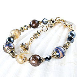 Splendido bracciale EgyptianQueencon perle Lampglas con oro 24 carati BP28