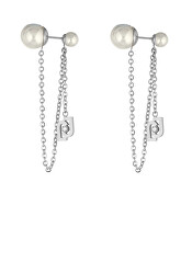 Elegantné oceľové náušnice s perličkami Icona LJ1667