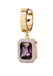 Pozlacená single náušnice s fialovým krystalem Fashion LJ2226